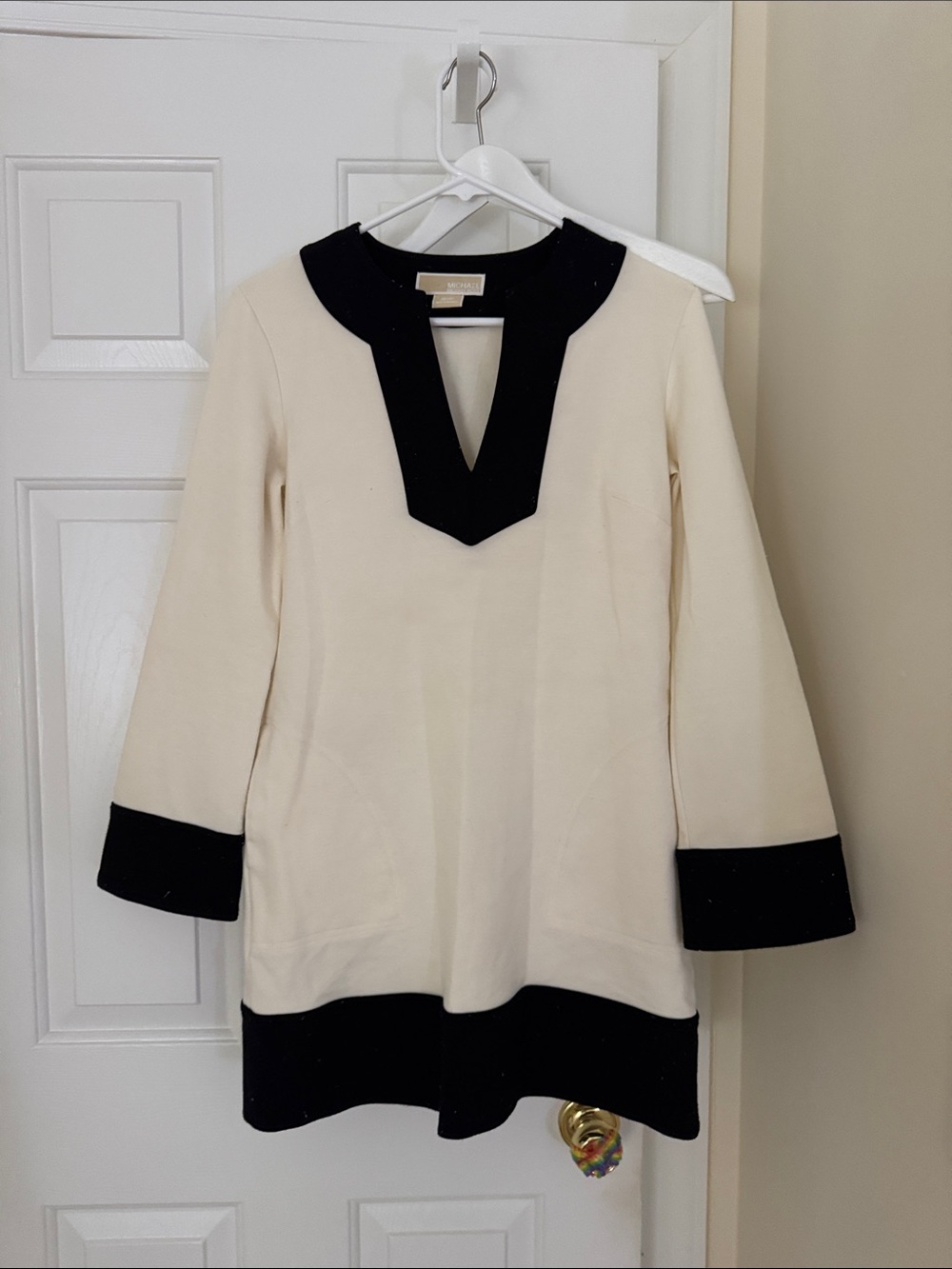 Y2K Michael Kors Black and White Long Sleeves Dress, Retro - Picture 2 of 5